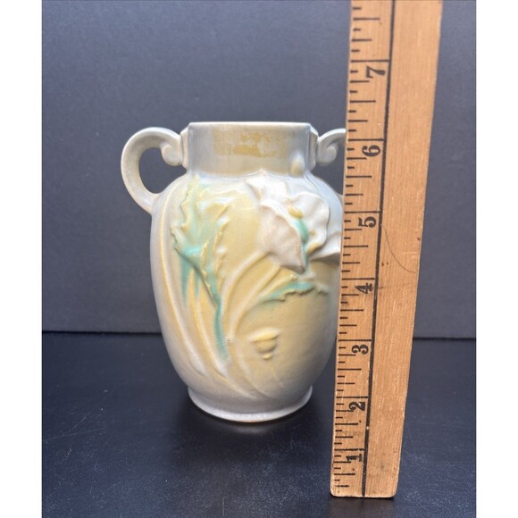 Vintage Roseville Blue White Poppy Vase #867-6 - Picture 6 of 6